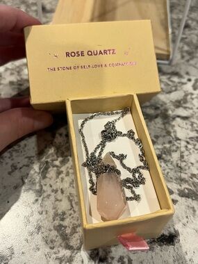 Goddess Provisions Rose Quartz Point Pendant Necklace on Silver Chain